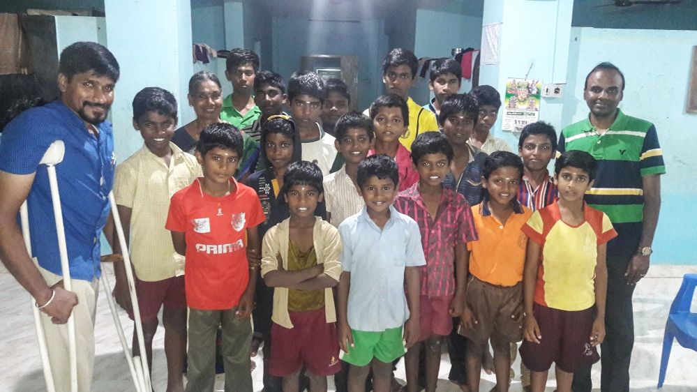 Raja pictured during a visit to the families he supports in the Tirunelveli district of Tamil Nadu [File: Global Network for Equality]