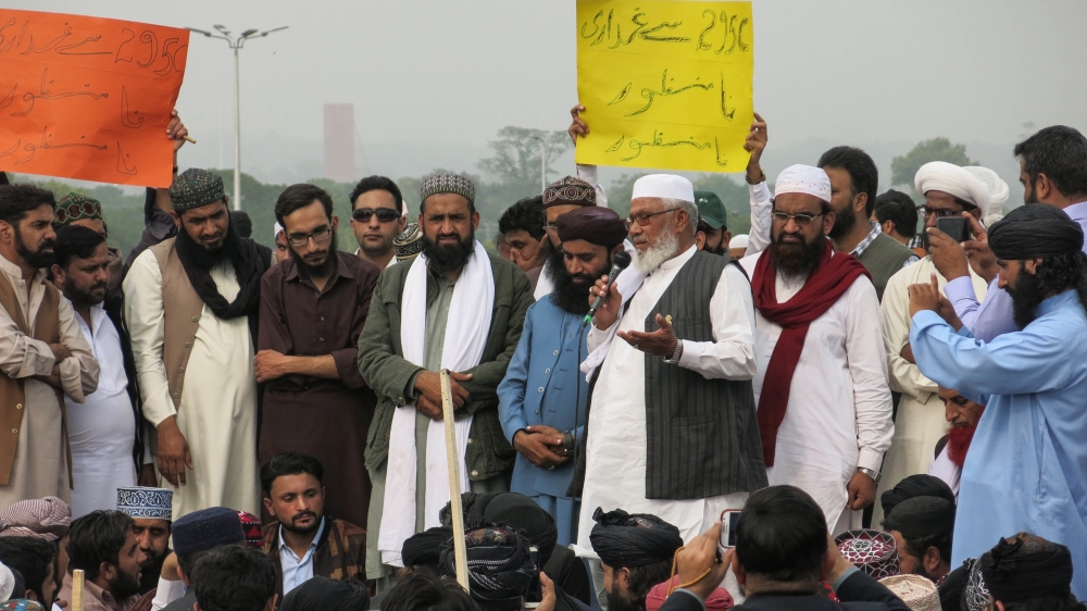 Malik Bashir Awan, father of the man who killed a Punjab governor over his support for Bibi, told protesters in Islamabad they