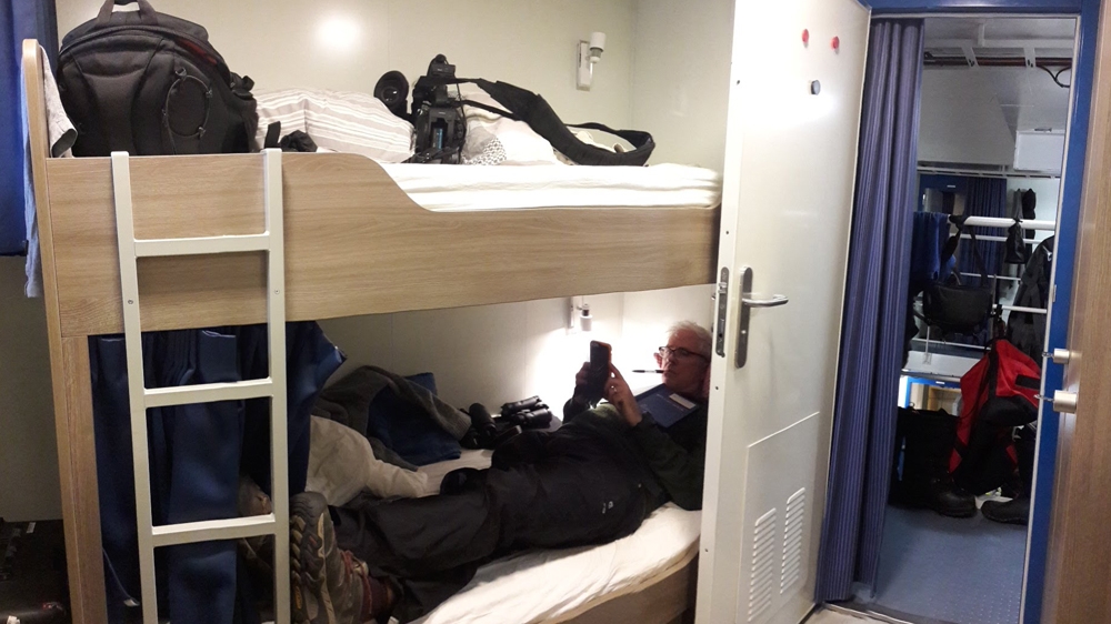 'The conditions on board were very cramped. Nick and I shared a bunk bed in a cabin of less than 1 by 3 metres.' [Ben Mitchell/Al Jazeera]