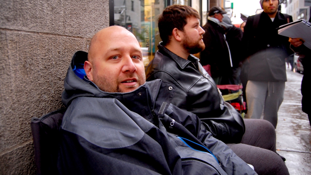 Hugo Senecal was first in line at a store in Montreal [Jillian Kestler-D'Amours/Al Jazeera] 