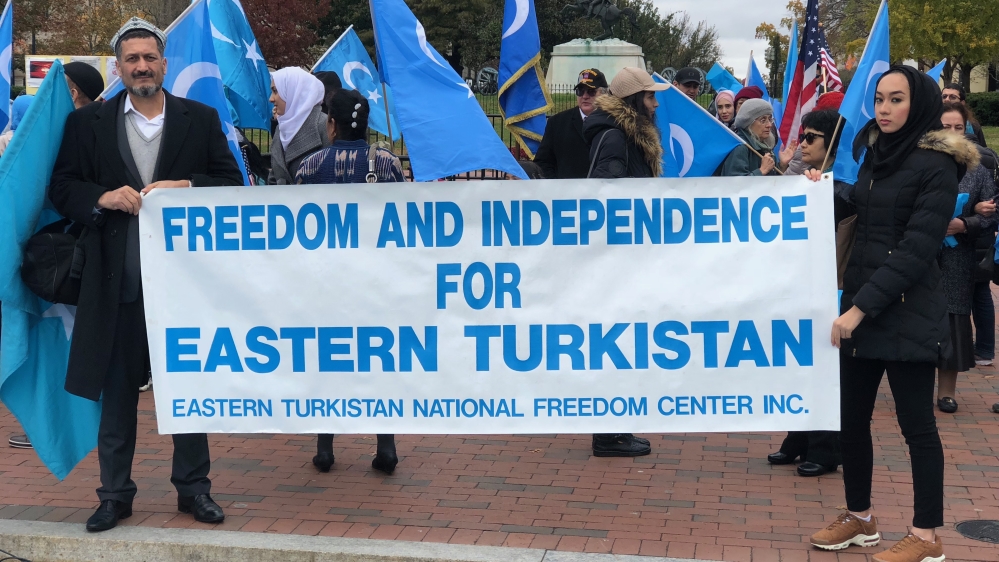 Uighur protesters in Washington, DC [Shafik Mandhai/Al Jazeera]