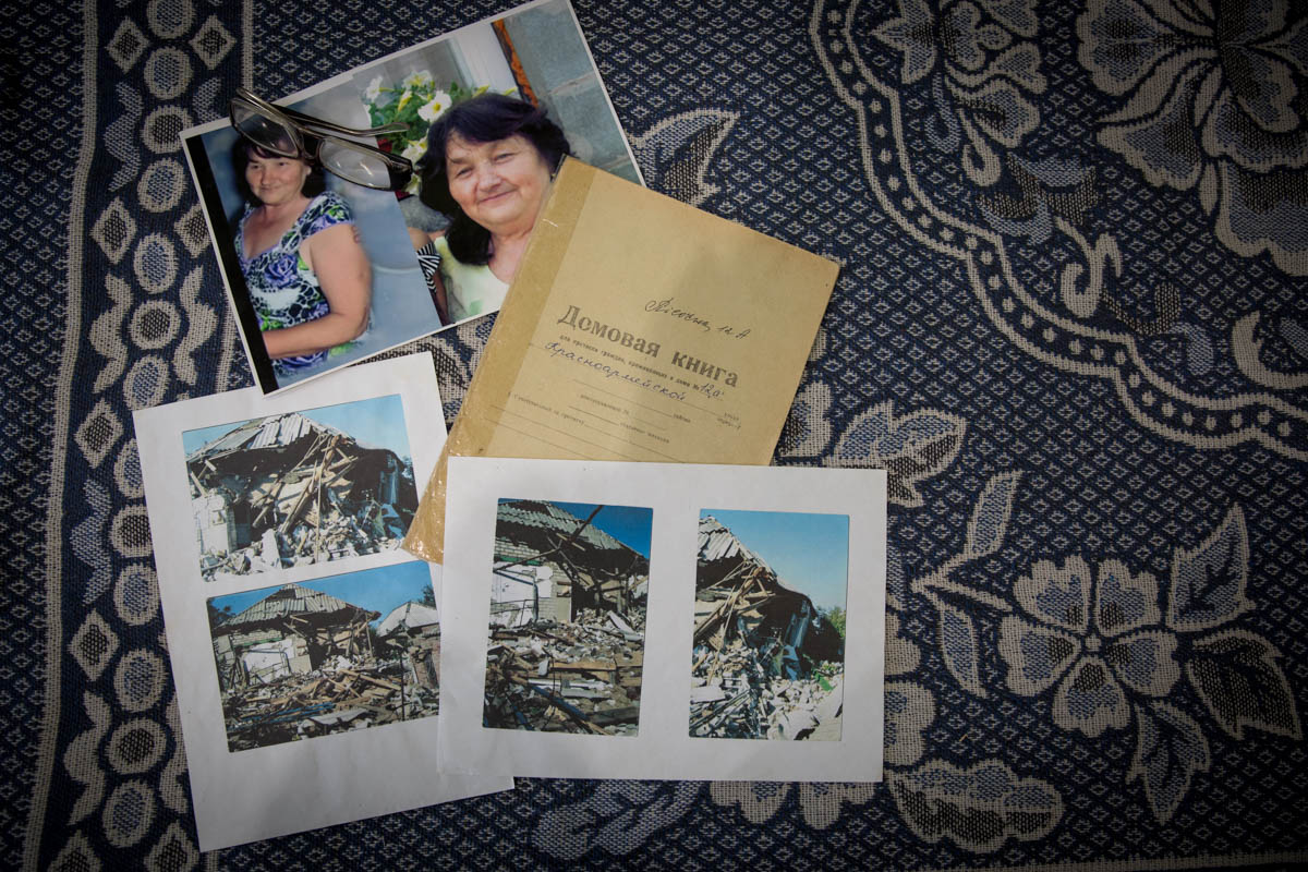 Vasyl and his late wife (on the photo) spent 45 years together raising two sons in the house that was bombed. For two years after the attack, Vasyl lived alone in a cold garage before he was able to r