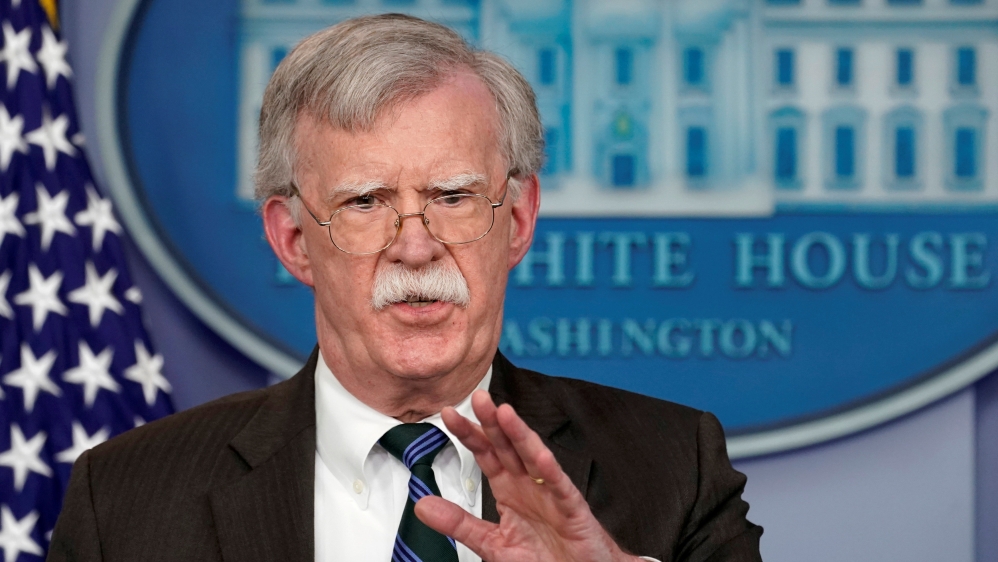'What we're focusing on today is disconnecting the illegitimate Maduro regime from the sources of his revenues,' Bolton said [File: Kevin Lamarque/Reuters]
