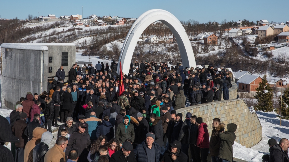 Hundreds of people from Racak and around Kosovo visited the cemetery on the 20th anniversary of the massacre [Al Jazeera]