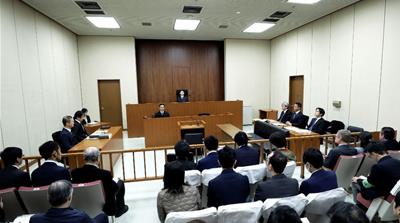 Judge Yuichi Tada in the courtroom before the hearing on the case of former Nissan Motor Company Chairman Carlos Ghosn at the Tokyo District Court [Kiyoshi Ota/Pool via Reuters]