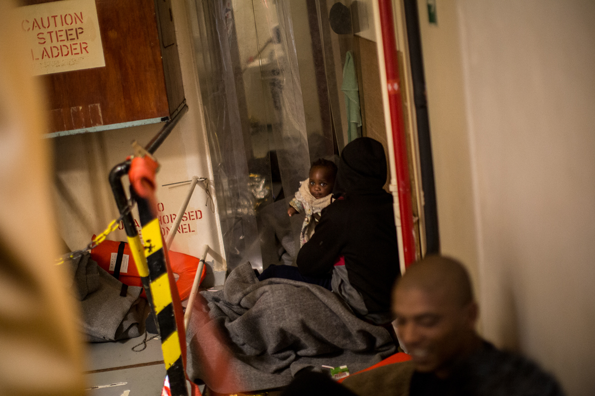 Three children with their mothers are among those rescued onboard the vessel. [Federico Scoppa/Al Jazeera]