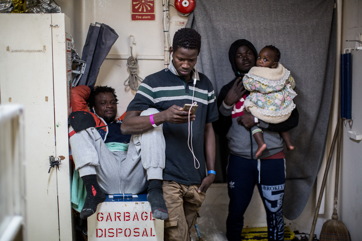 The vessel that is navigating in rough sea as the weather is bad and temperatures are low. [Federico Scoppa/Al Jazeera]