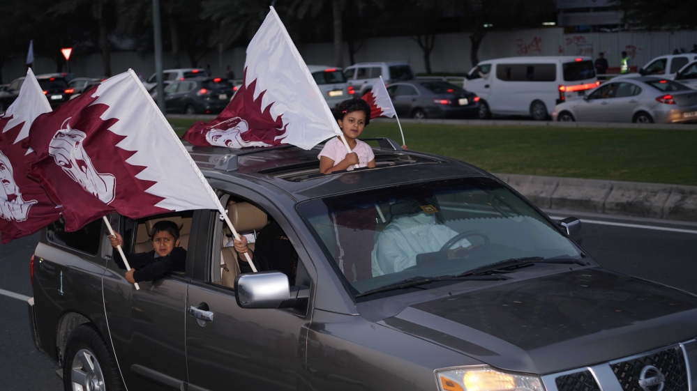 It was a sea of flags along the Corniche in Doha [Sorin Furcoi/Al Jazeera] 