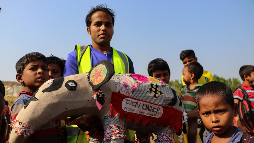 Mohamad Saddiq Hossain, a leader in the elephant tusk force, says he his proud to be working with UNHCR and IUCN to protect his community [Susannah Savage/Al Jazeera]