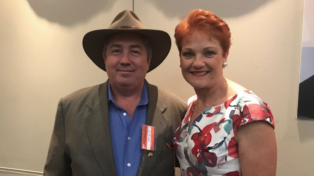 Rodger Muller, left, with Pauline Hanson, right, who leads Australia's far-right One Nation party [Al Jazeera]