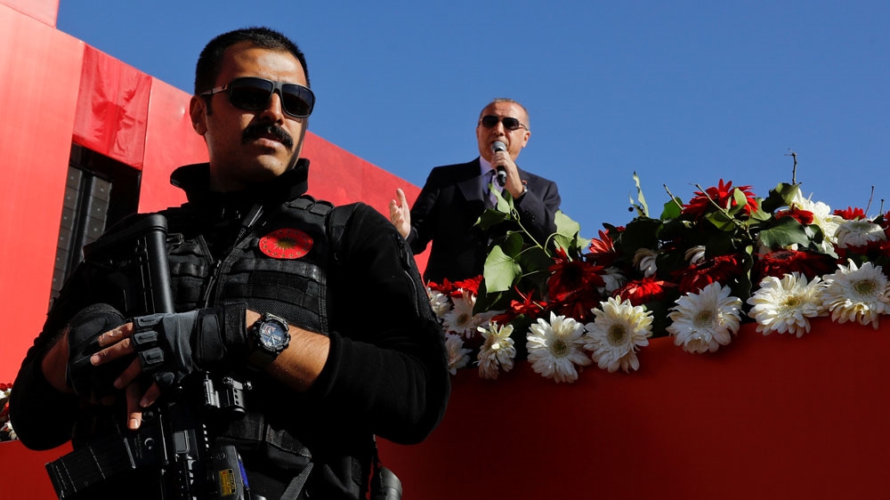 Erdogan addressed AK Party and Nationalist Movement Party (MHP) supporters during a rally for the upcoming local elections, in Istanbul [Umit Bektas/Reuters]