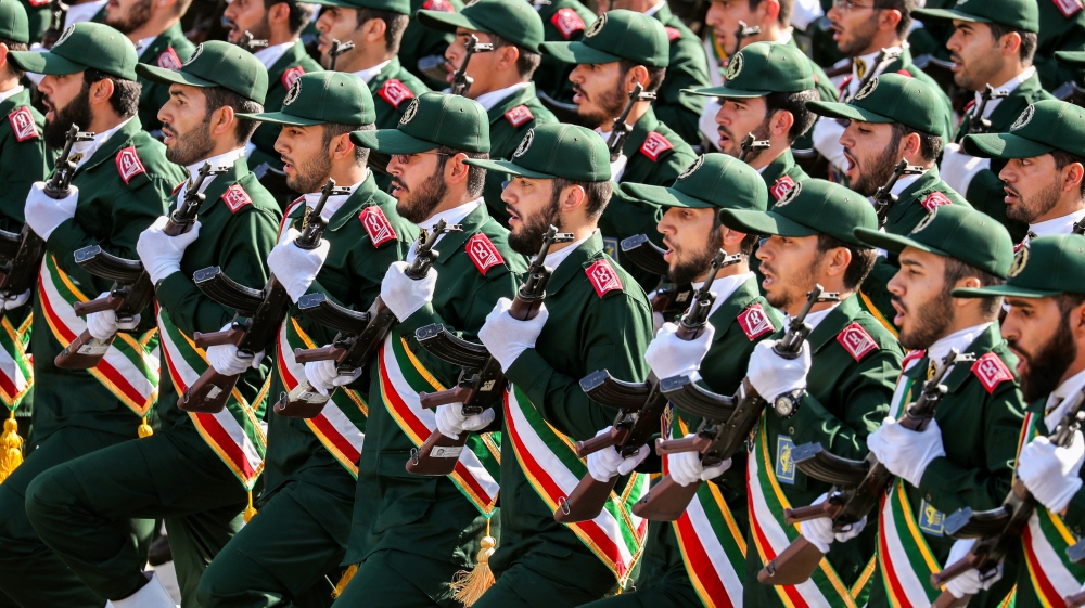 file photo taken on September 22, 2018 members of Iran''s Revolutionary Guards Corps