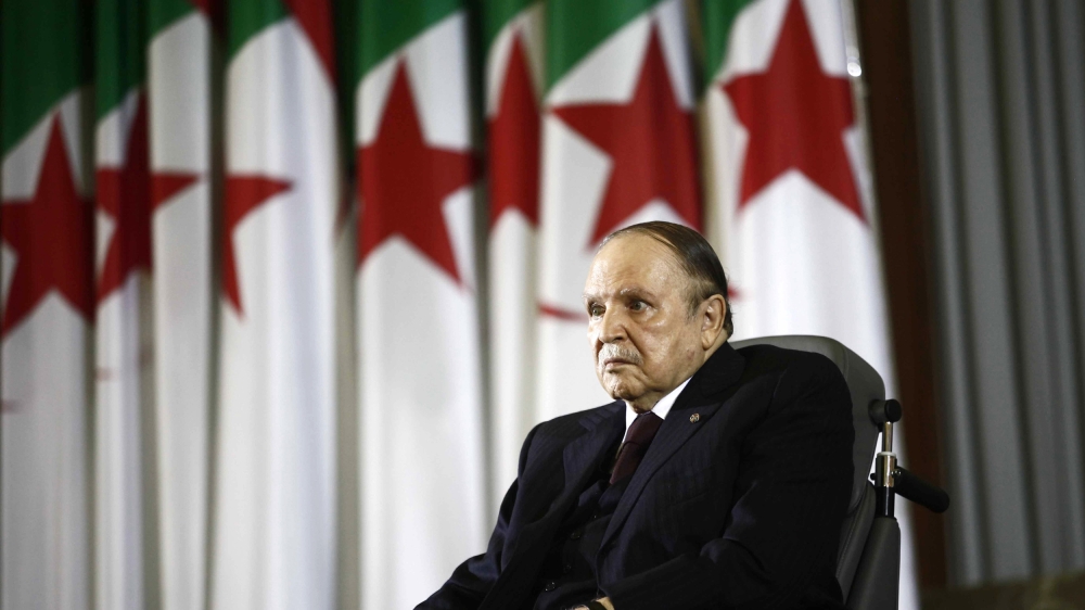President Abdelaziz Bouteflika looks on during a swearing-in ceremony in Algiers April 28, 2014. Bouteflika was sworn in for a fourth term on Monday after easily winning an election opponents dismisse