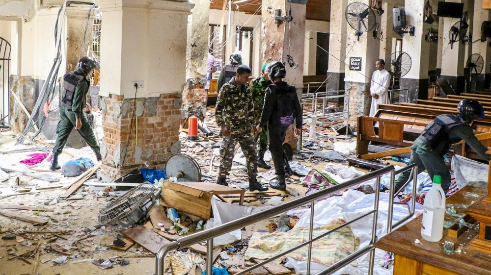 An inside view of the St. Anthony''s Shrine after an explosion hit St Anthony''s Church in Kochchikade in Colombo, Sri Lanka on April 21, 2019. According to reports at least 129 people killed and over 2
