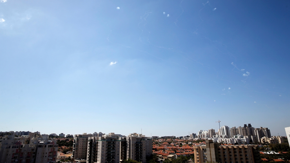 The Iron Dome system intercepted rockets above Ashkelon [Amir Cohen/Reuters]