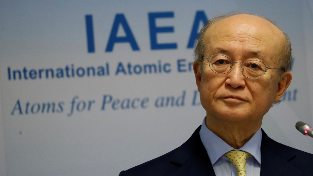 IAEA Director General Amano addresses a news conference at the IAEA headquarters in Vienna