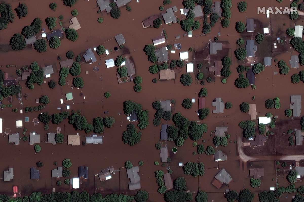 Sand Springs, Oklahoma, U.S. is pictured after the Arkansas River flooded on May 30, 2019.