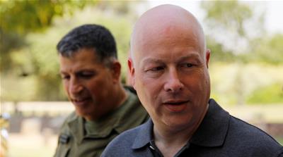 Jason Greenblatt, U.S. President Trump's Middle East envoy, arrives to visit Kibbutz Nahal Oz, just outside the Gaza Strip