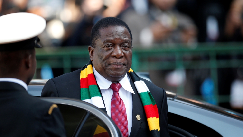 Zimbabwe''s President Mnangagwa arrives for the inauguration of Ramaphosa as South African president, at Loftus Versfeld stadium in Pretoria