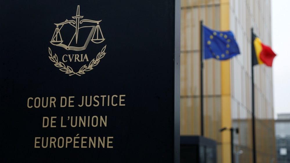 The entrance of the European Court of Justice is pictured in Luxembourg