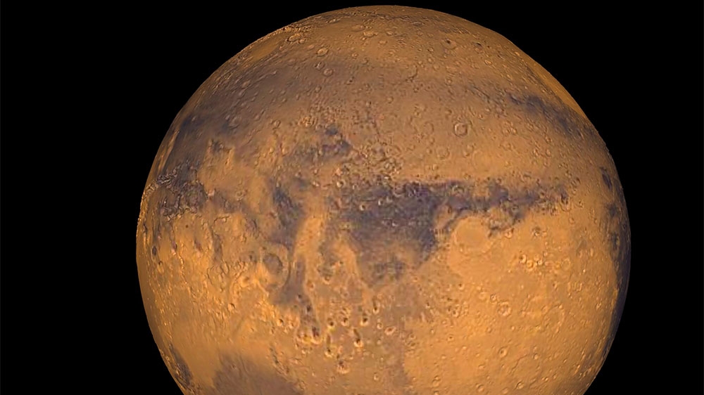 The planet Mars showing showin