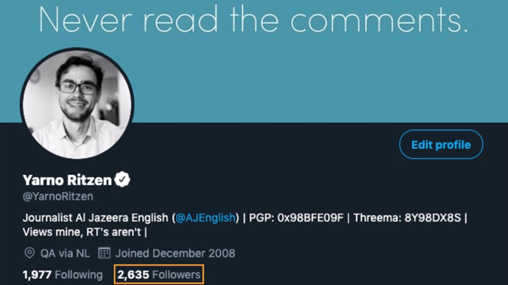 After payment, more than 1,000 fake followers were added to the provided account within hours [Yarno Ritzen/Al Jazeera]