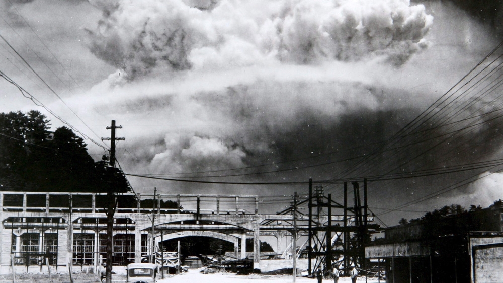 Devastation after the nuclear bombing of Nagasaki.