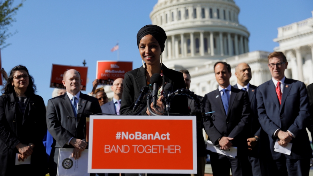 Omar travel ban protest