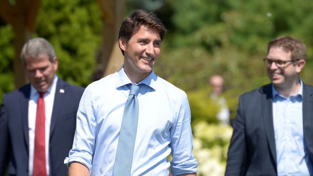 Canada''s Prime Minister Justin Trudeau speaks in Niagara-on-the-Lake Ontario
