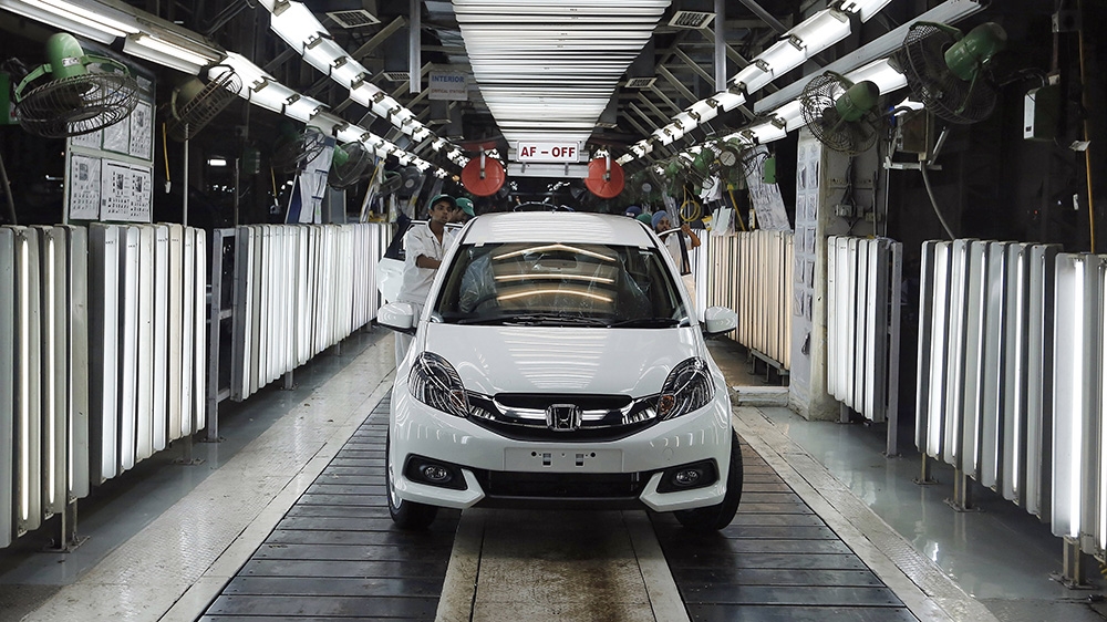 Honda assembly line/outside of New Delhi