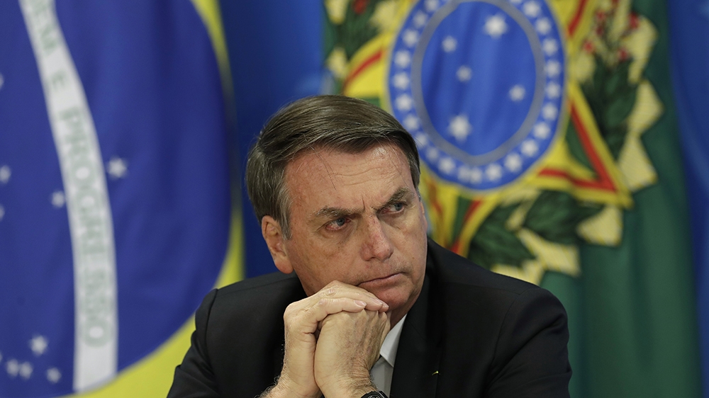 Bolsonaro at presser in Brasillia, Brazil Aug. 1, 2019