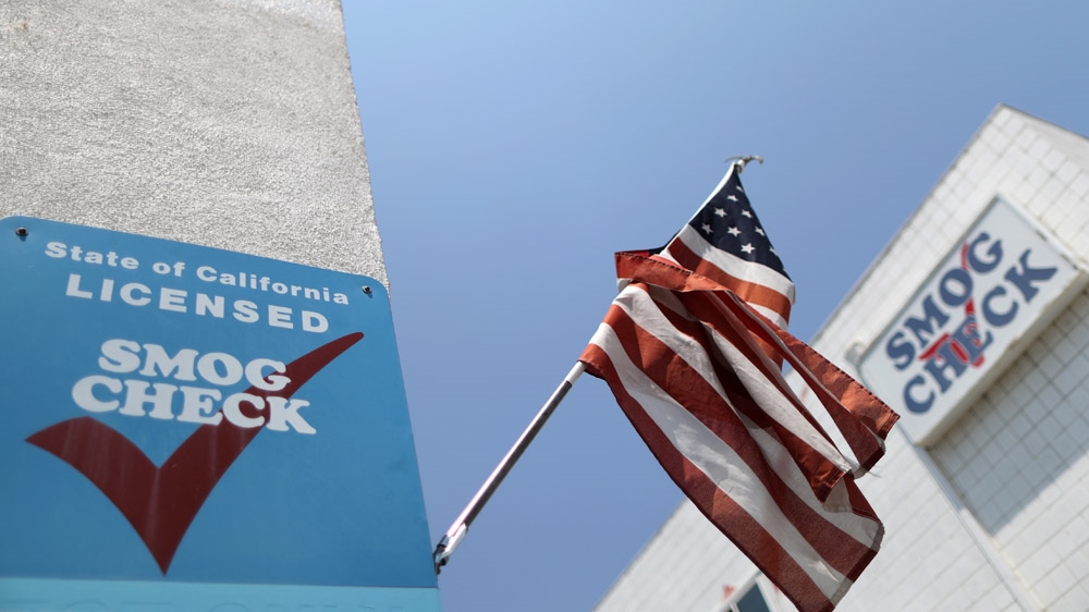 A California car smog check center is seen in Los Angeles