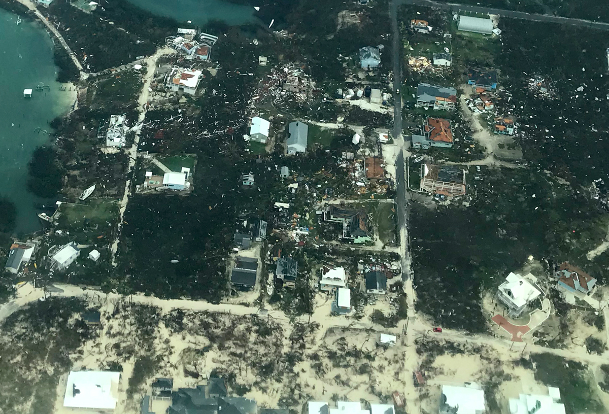ABACO ISLAND, BAHAMAS - SEPTEMBER 3: In this handout aerial photo provided by the HeadKnowles Foundation, damage is seen from Hurricane Dorian on Abaco Island on September 3, 2019 in the Bahamas. The