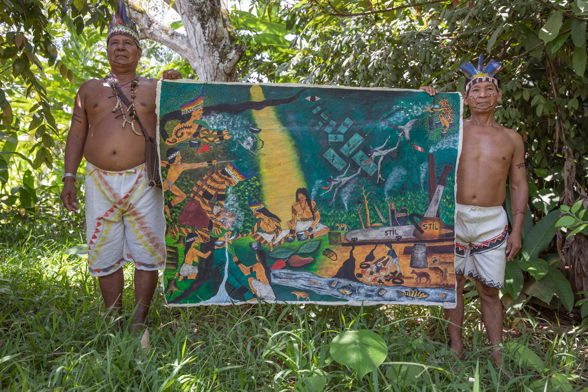 “It’s entitled ‘The Jungle is Dying.’ I tried to distinguish between two spaces, the one on the right is where there''s pollution, with the chainsaw, the ax, contamination from the poisons used to kill
