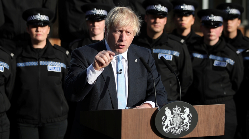 Britain's Prime Minister Boris Johnson, makes a speech during a visit to West Yorkshire, Britain September 5, 2019