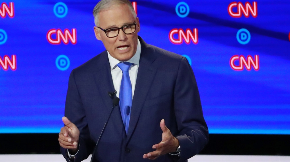 Washington Governor Jay Inslee speaks on the second night of the second U.S. 2020 presidential Democratic candidates debate in Detroit, Michigan, U.S.