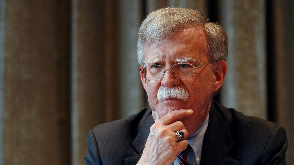 U.S. National Security Advisor, John Bolton, meets with journalists during a visit to London, Britain August 12, 2019. REUTERS/Peter Nicholls
