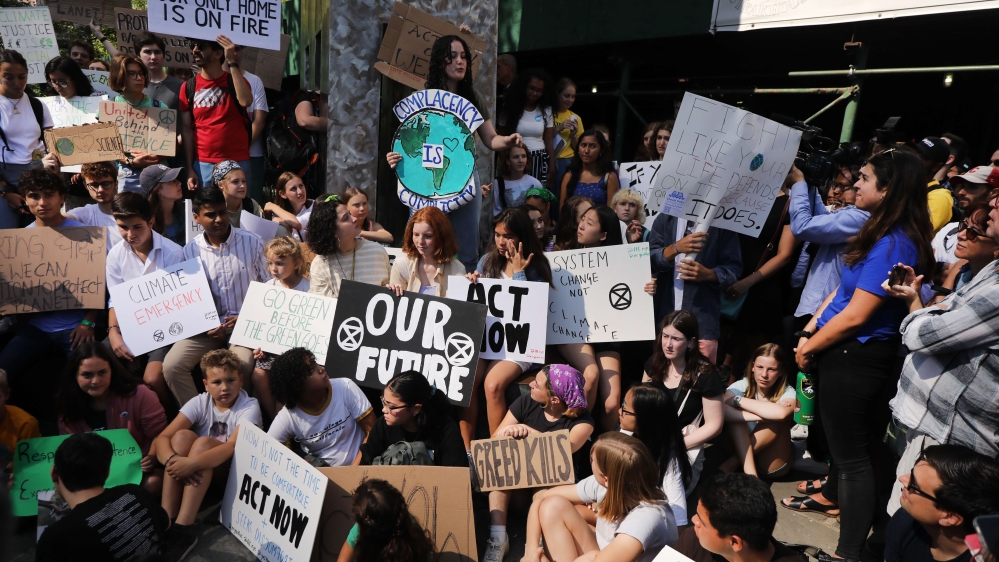 Youth Climate Activists Protest Outside United Nations