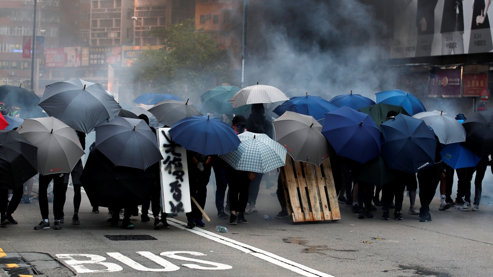 Anti-government demonstrators protest in Hong Kong