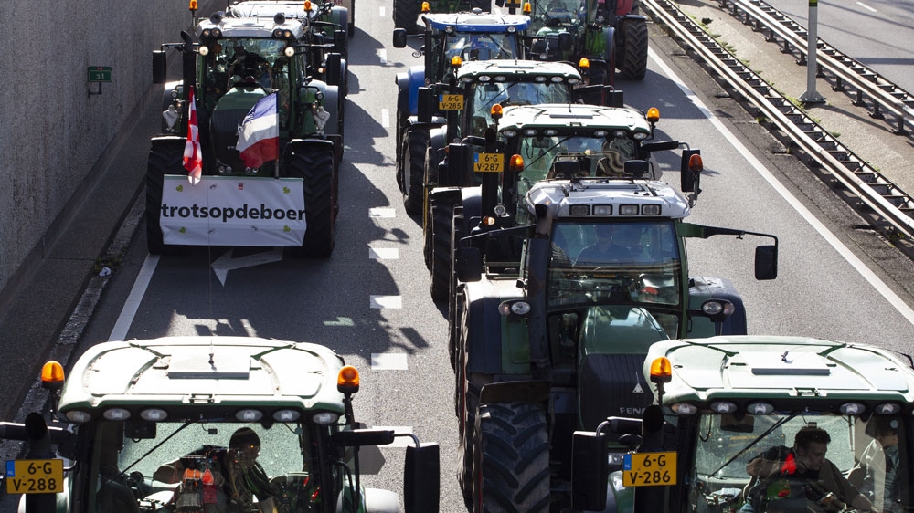Protesting farmers on tractors, The Hague, Netherlands