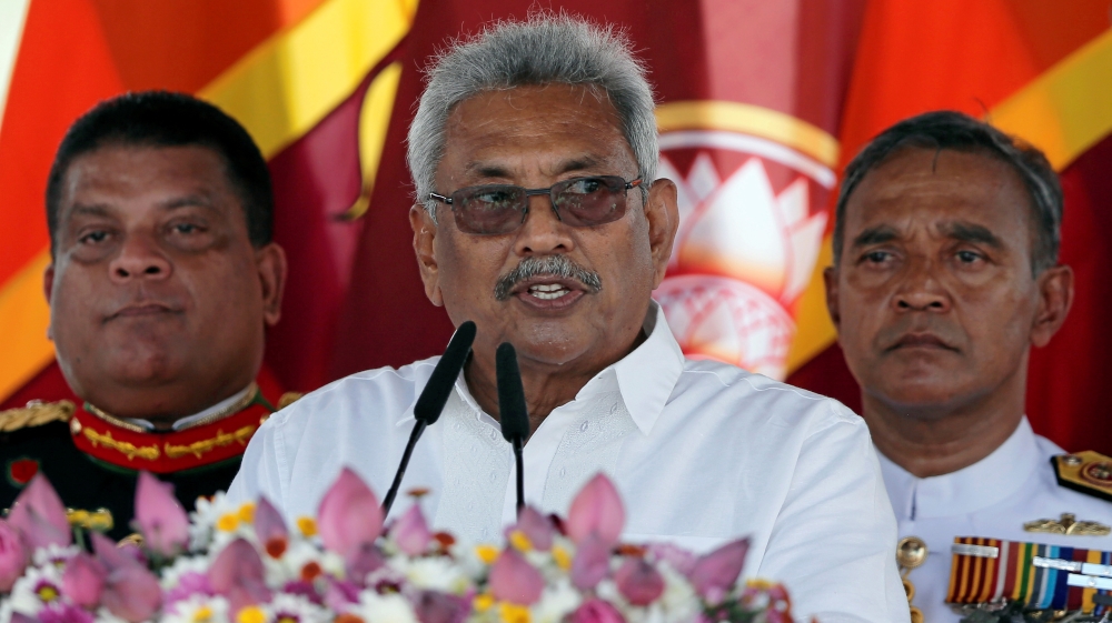 Sri Lanka''s President-elect Gotabaya Rajapaksa addresses the nation, at the presidential swearing-in ceremony in Anuradhapura