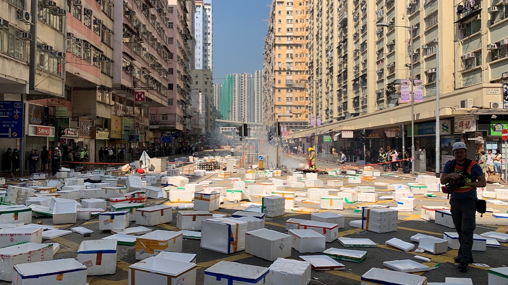 Hong Kong road blocks