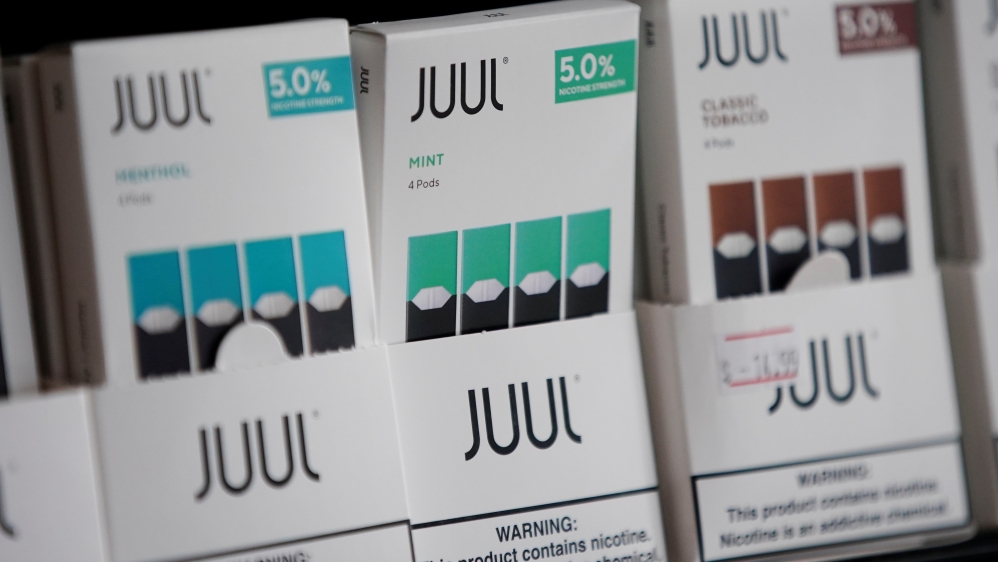 FILE PHOTO: Juul brand vape cartridges are pictured for sale at a shop in Atlanta