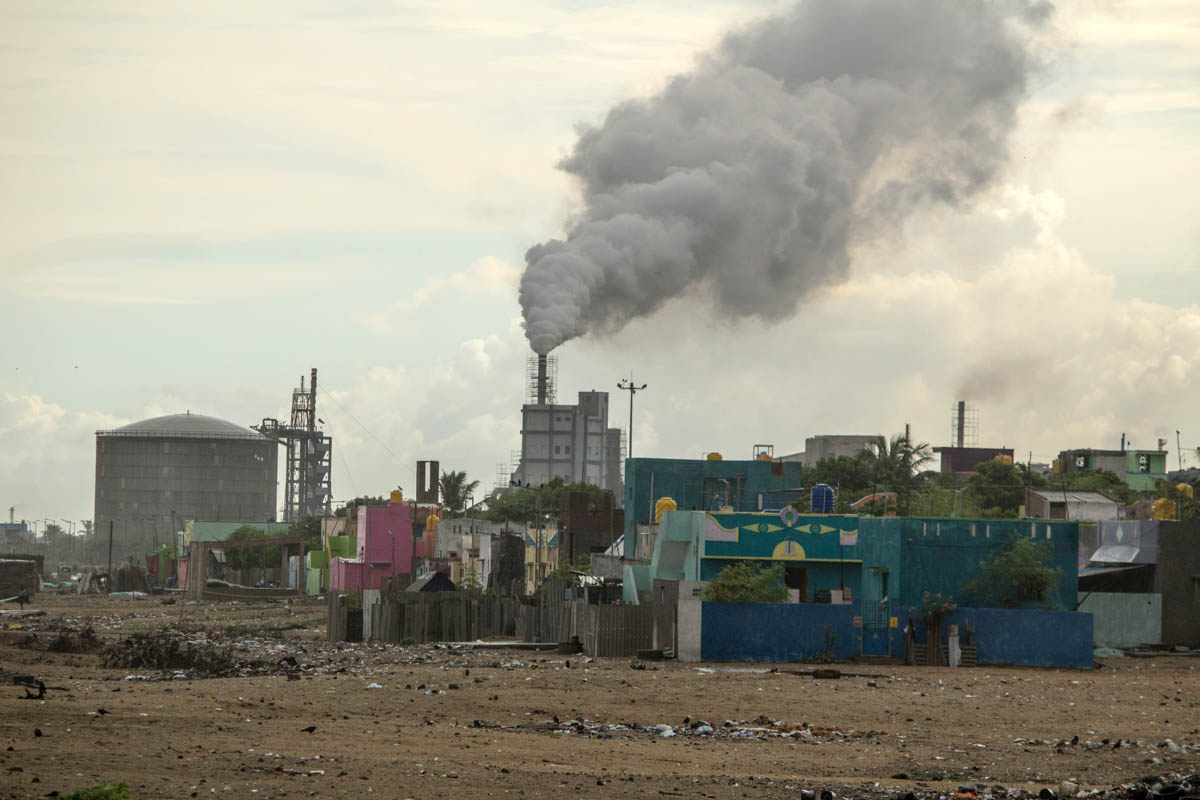 Just a few metres from the sea, where fishermen live, noxious concoction of fumes waft in the air. “One cannot even stand here. We cannot breathe this air. People living here have tooth problems due t