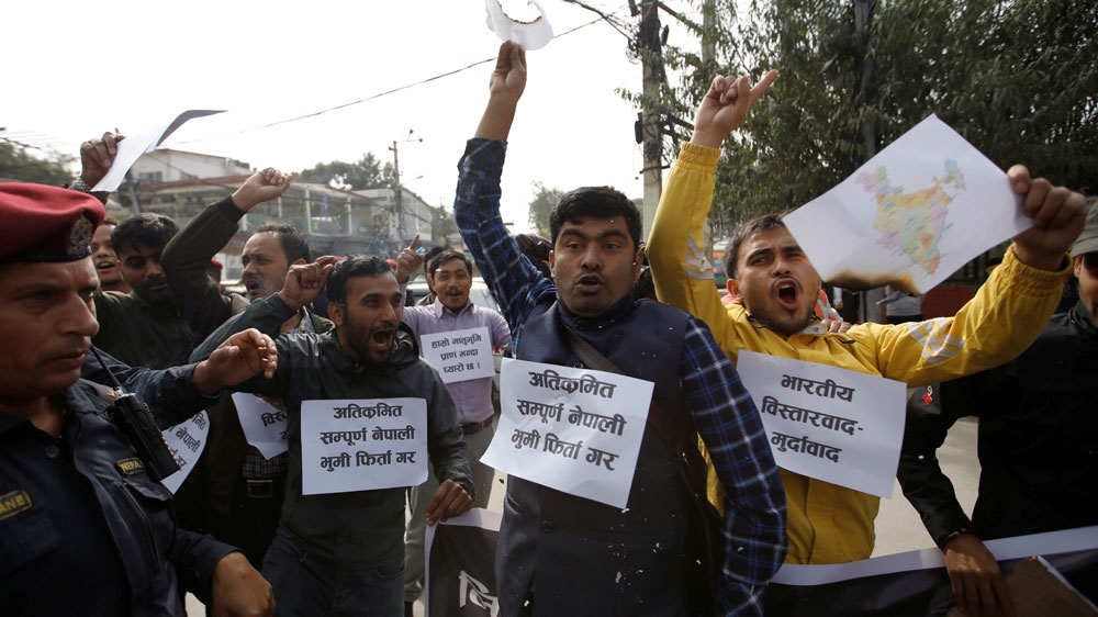 Nepalese students protest against India map