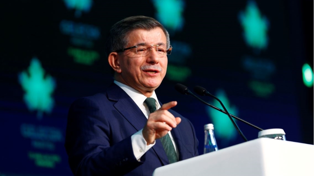 Former Turkish prime minster Davutoglu speaks during a news conference to announce formally the establishment of his Future Party in Ankara