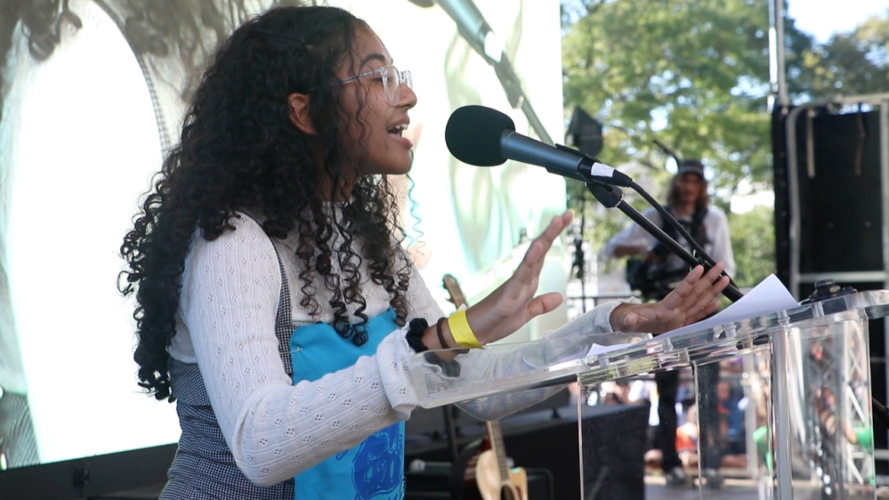 Rebeca Sabnam portrait Climate Strike [Atsuko Quirk/CafeteriaCulture.org]