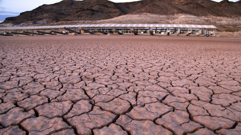 What was once a marina sits high and dry due to Lake Mead receding in the Lake Mead National Recreation Area in Arizona. Extreme swings in weather are expected as part of a changing climate [File:John