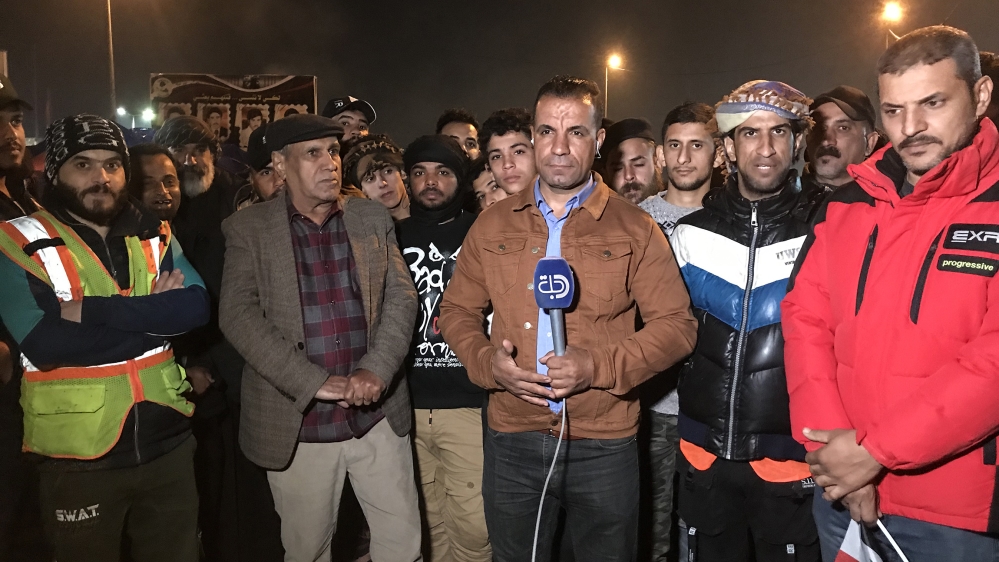 Ahmed Abdelsamad during the covering of Basra protests photo Azhar Al-Rubaie
