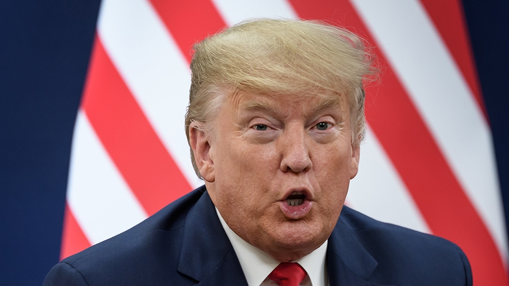 US president Donald Trump attends a bilateral meeting during the World Economic Forum (WEF) annual meeting in Davos, on January 21, 2020. (Photo by Fabrice COFFRINI / AFP)
